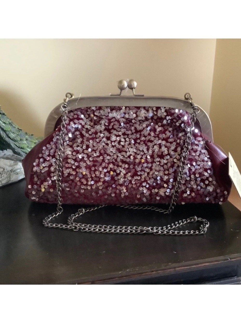 Patricia Nash Gisele Leather Frame Shoulder Bag Burgundy OS